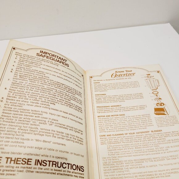 Vtg 1981 Osterizer Blender Creative Spin Cookery Cookbook Recipe Instructions - Picture 2 of 6
